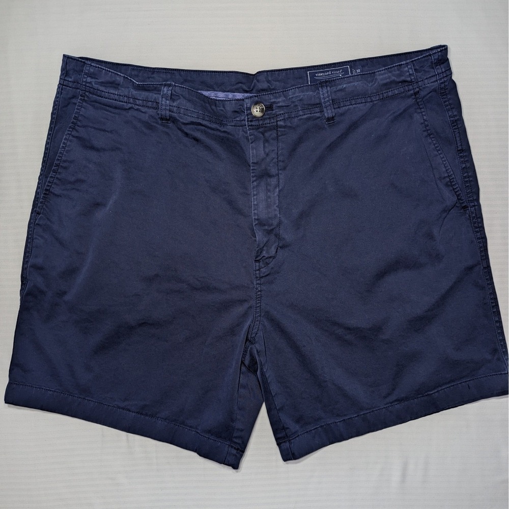 Vineyard Vines Breaker Shorts Mens 38 Navy Blue Chino Flat Front Stretch Golf